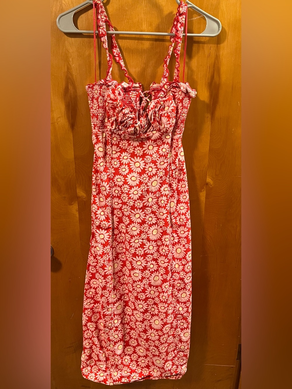 Free People Red and Light Pink Floral Sundress